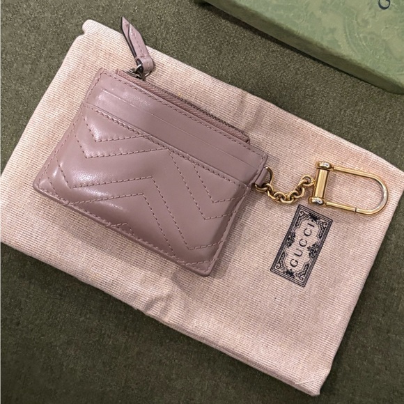 Gucci GG Marmont Keychain Wallet Dusty Pink Leather - Picture 7 of 12